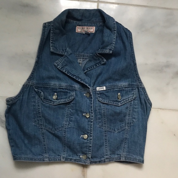 guess denim jacket with pearls